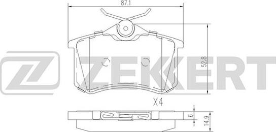 Zekkert BS-1127 - Kit pastiglie freno, Freno a disco autozon.pro