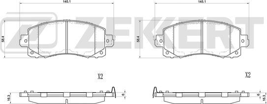 Zekkert BS-1174 - Kit pastiglie freno, Freno a disco autozon.pro