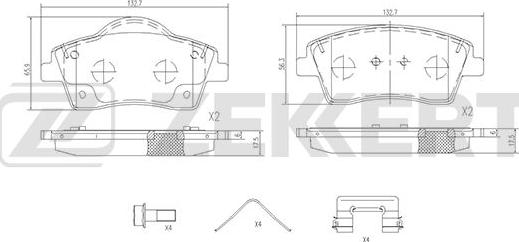 Zekkert BS-1844 - Kit pastiglie freno, Freno a disco autozon.pro