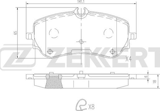 Zekkert BS-1841 - Kit pastiglie freno, Freno a disco autozon.pro