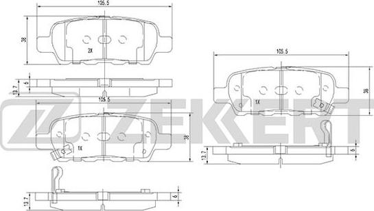 Zekkert BS-1823 - Kit pastiglie freno, Freno a disco autozon.pro