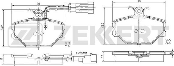 Zekkert BS-1395 - Kit pastiglie freno, Freno a disco autozon.pro