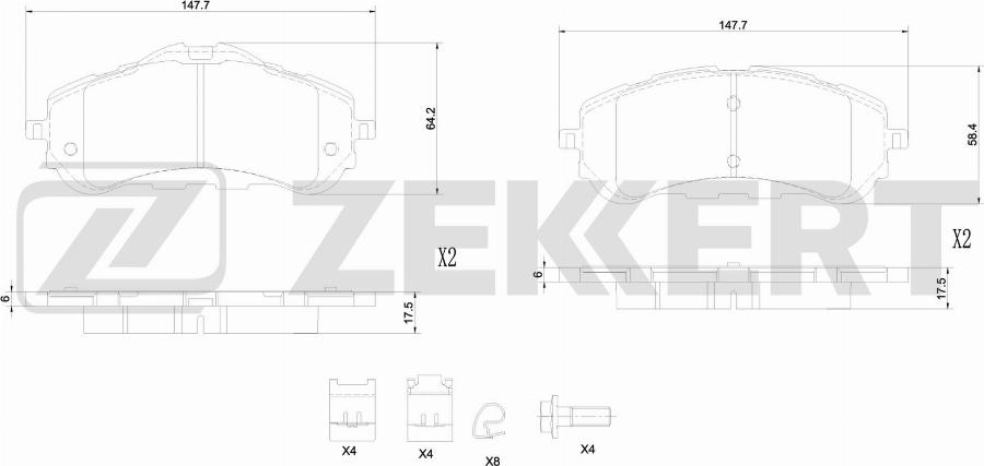 Zekkert BS-1344 - Kit pastiglie freno, Freno a disco autozon.pro