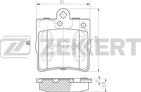 Zekkert BS-1350 - Kit pastiglie freno, Freno a disco autozon.pro