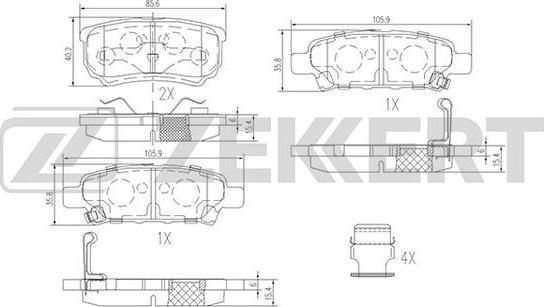 Zekkert BS-1358 - Kit pastiglie freno, Freno a disco autozon.pro