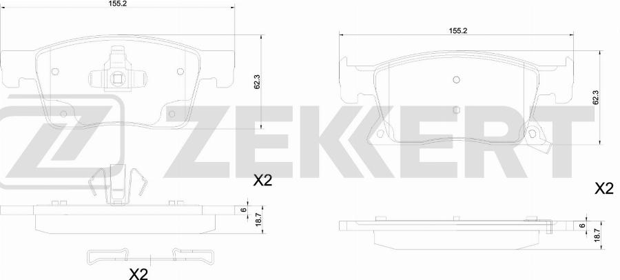 Zekkert BS-1352 - Kit pastiglie freno, Freno a disco autozon.pro