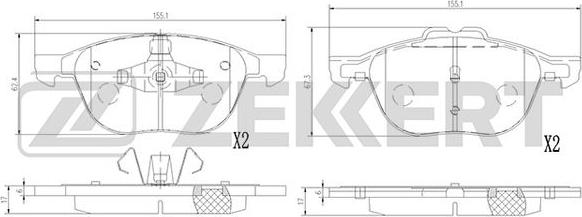 Zekkert BS-1364 - Kit pastiglie freno, Freno a disco autozon.pro