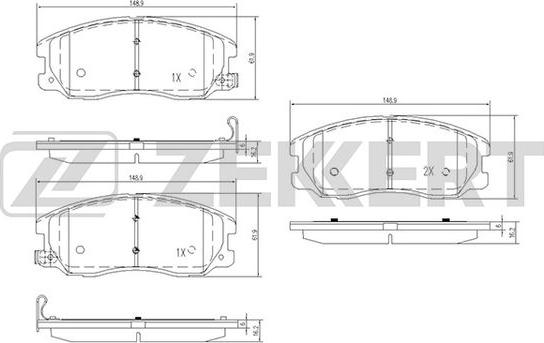 Zekkert BS-1300 - Kit pastiglie freno, Freno a disco autozon.pro