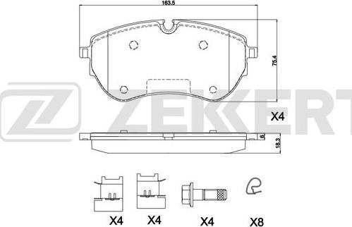 Zekkert BS-1307 - Kit pastiglie freno, Freno a disco autozon.pro