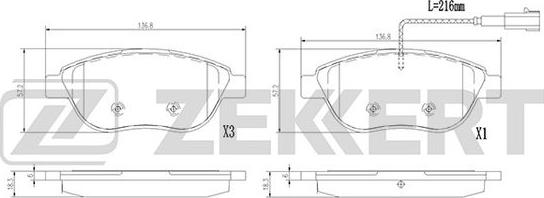 Zekkert BS-1389 - Kit pastiglie freno, Freno a disco autozon.pro