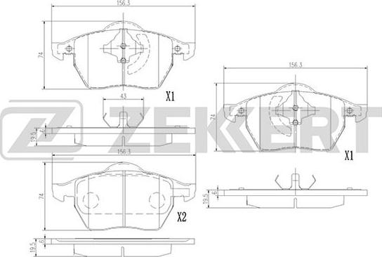 Zekkert BS-1380 - Kit pastiglie freno, Freno a disco autozon.pro