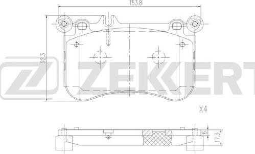 Zekkert BS-1338 - Kit pastiglie freno, Freno a disco autozon.pro