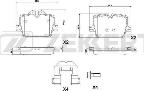 Zekkert BS-1328 - Kit pastiglie freno, Freno a disco autozon.pro