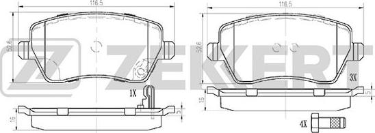 Zekkert BS-1248 - Kit pastiglie freno, Freno a disco autozon.pro