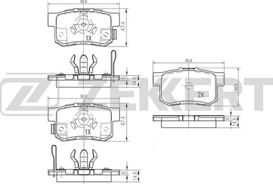 Zekkert BS-1258 - Kit pastiglie freno, Freno a disco autozon.pro