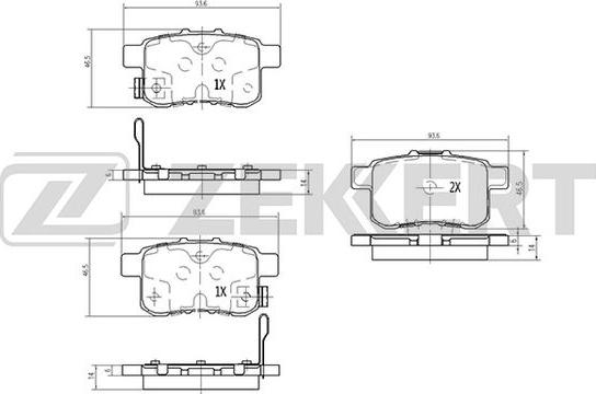 Zekkert BS-1260 - Kit pastiglie freno, Freno a disco autozon.pro