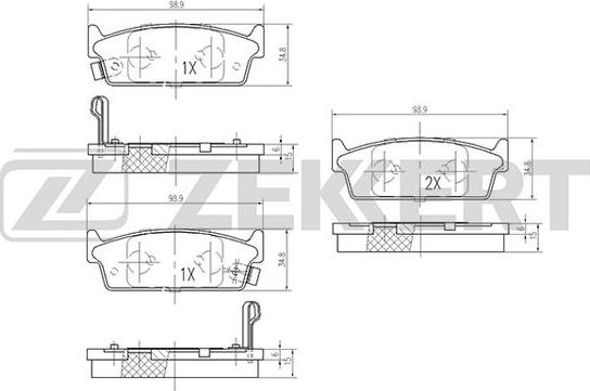 Zekkert BS-1262 - Kit pastiglie freno, Freno a disco autozon.pro