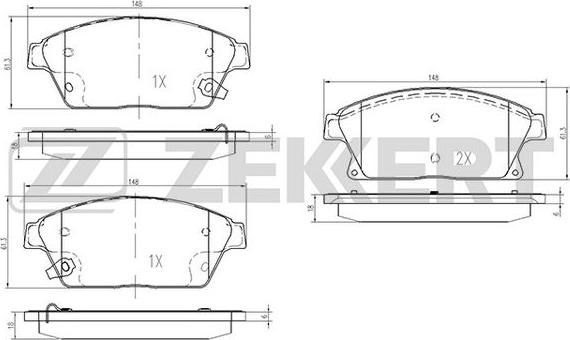 Zekkert BS-1286 - Kit pastiglie freno, Freno a disco autozon.pro