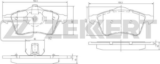 Zekkert BS-1282 - Kit pastiglie freno, Freno a disco autozon.pro