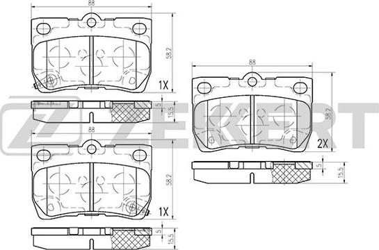 Zekkert BS-1224 - Kit pastiglie freno, Freno a disco autozon.pro