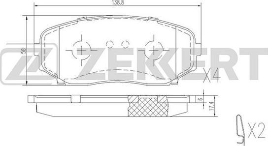 Zekkert BS-1228 - Kit pastiglie freno, Freno a disco autozon.pro