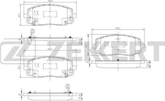 Zekkert BS-1790 - Kit pastiglie freno, Freno a disco autozon.pro