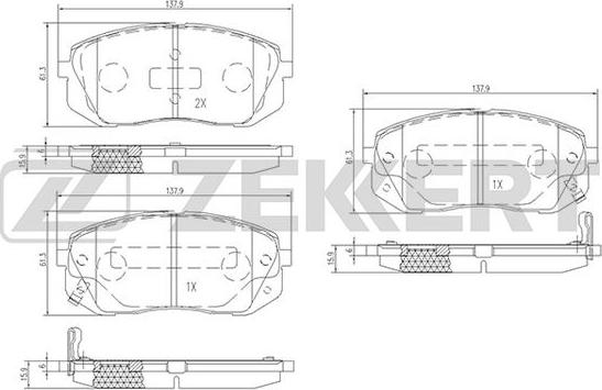 Zekkert BS-1791 - Kit pastiglie freno, Freno a disco autozon.pro