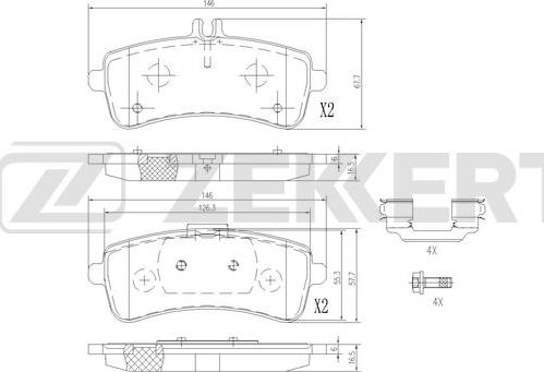 Zekkert BS-3063 - Kit pastiglie freno, Freno a disco autozon.pro