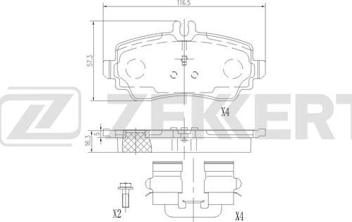 Zekkert BS-3034 - Kit pastiglie freno, Freno a disco autozon.pro