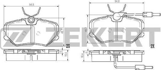 Zekkert BS-2993 - Kit pastiglie freno, Freno a disco autozon.pro