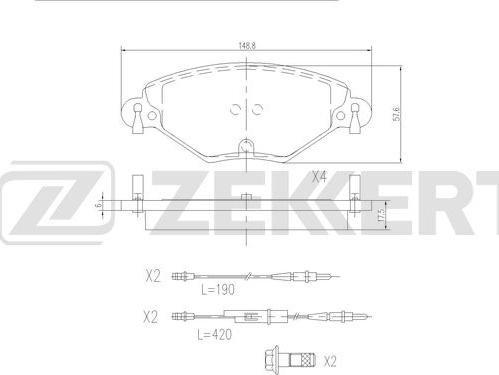 Zekkert BS-2909 - Kit pastiglie freno, Freno a disco autozon.pro