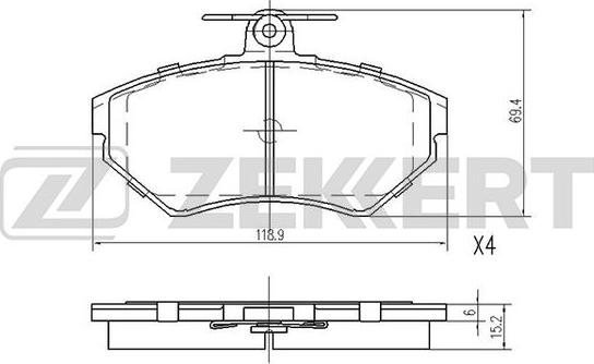 Zekkert BS-2907 - Kit pastiglie freno, Freno a disco autozon.pro