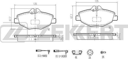 Zekkert BS-2926 - Kit pastiglie freno, Freno a disco autozon.pro