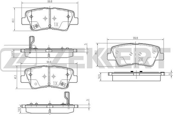 Zekkert BS-2444 - Kit pastiglie freno, Freno a disco autozon.pro