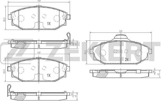 Zekkert BS-2440 - Kit pastiglie freno, Freno a disco autozon.pro