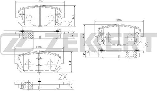 Zekkert BS-2443 - Kit pastiglie freno, Freno a disco autozon.pro