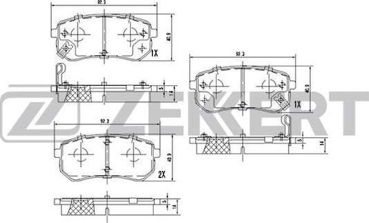 Zekkert BS-2442 - Kit pastiglie freno, Freno a disco autozon.pro