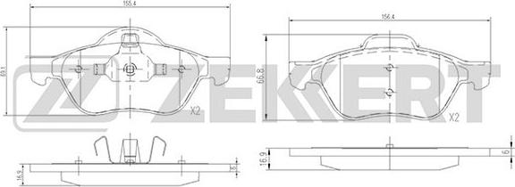 Zekkert BS-2488 - Kit pastiglie freno, Freno a disco autozon.pro