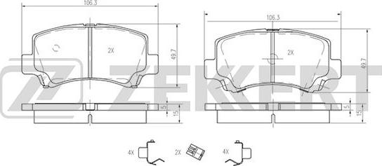 Zekkert BS-2436 - Kit pastiglie freno, Freno a disco autozon.pro