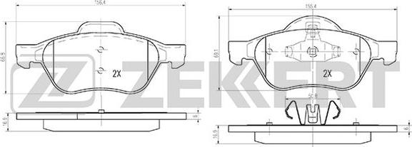 Zekkert BS-2514 - Kit pastiglie freno, Freno a disco autozon.pro