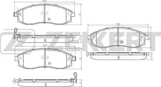 Zekkert BS-2537 - Kit pastiglie freno, Freno a disco autozon.pro