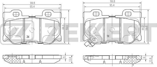 Zekkert BS-2525 - Kit pastiglie freno, Freno a disco autozon.pro