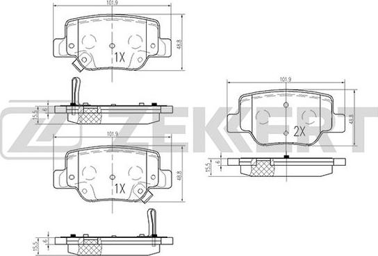 Zekkert BS-2095 - Kit pastiglie freno, Freno a disco autozon.pro