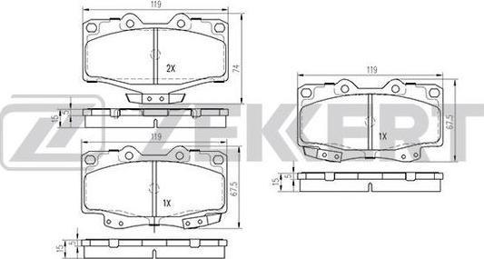 Zekkert BS-2089 - Kit pastiglie freno, Freno a disco autozon.pro