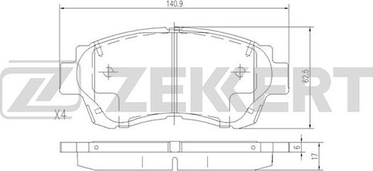 Zekkert BS-2080 - Kit pastiglie freno, Freno a disco autozon.pro