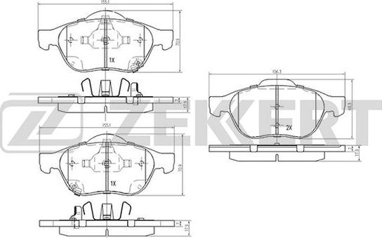 Zekkert BS-2075 - Kit pastiglie freno, Freno a disco autozon.pro