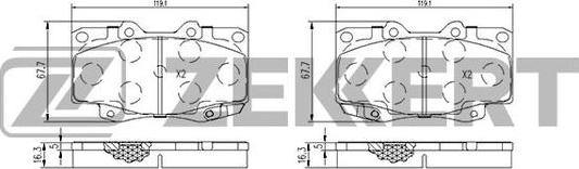 Zekkert BS-2077 - Kit pastiglie freno, Freno a disco autozon.pro