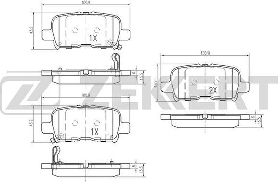 Zekkert BS-2158 - Kit pastiglie freno, Freno a disco autozon.pro