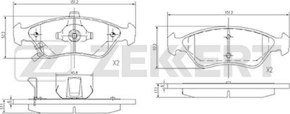 Zekkert BS-2109 - Kit pastiglie freno, Freno a disco autozon.pro