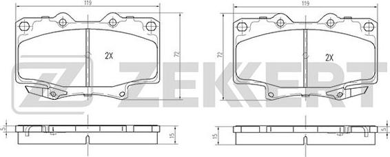 Zekkert BS-2101 - Kit pastiglie freno, Freno a disco autozon.pro